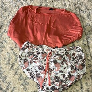 Womens Pajama Set, Floral and Pink, Medium